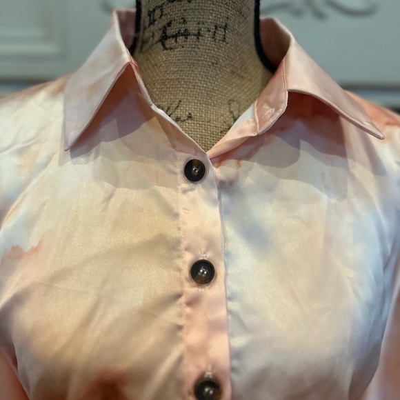 NWT Ghospell Cream and Orange Tie-Dye Button Down Shirt - Picture 6 of 10